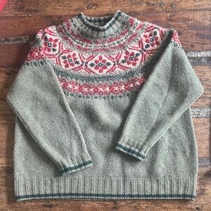 Eddie Bauer Gray and Pink Nordic Turtleneck Sweater